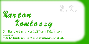 marton komlossy business card